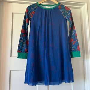 Matilda Jane Blue Floral Raglan Sleeve Dress with Green Trim